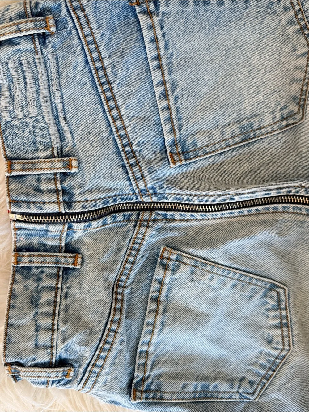 REVICE High-Rise Light Blue Denim Jeans with Front Zip